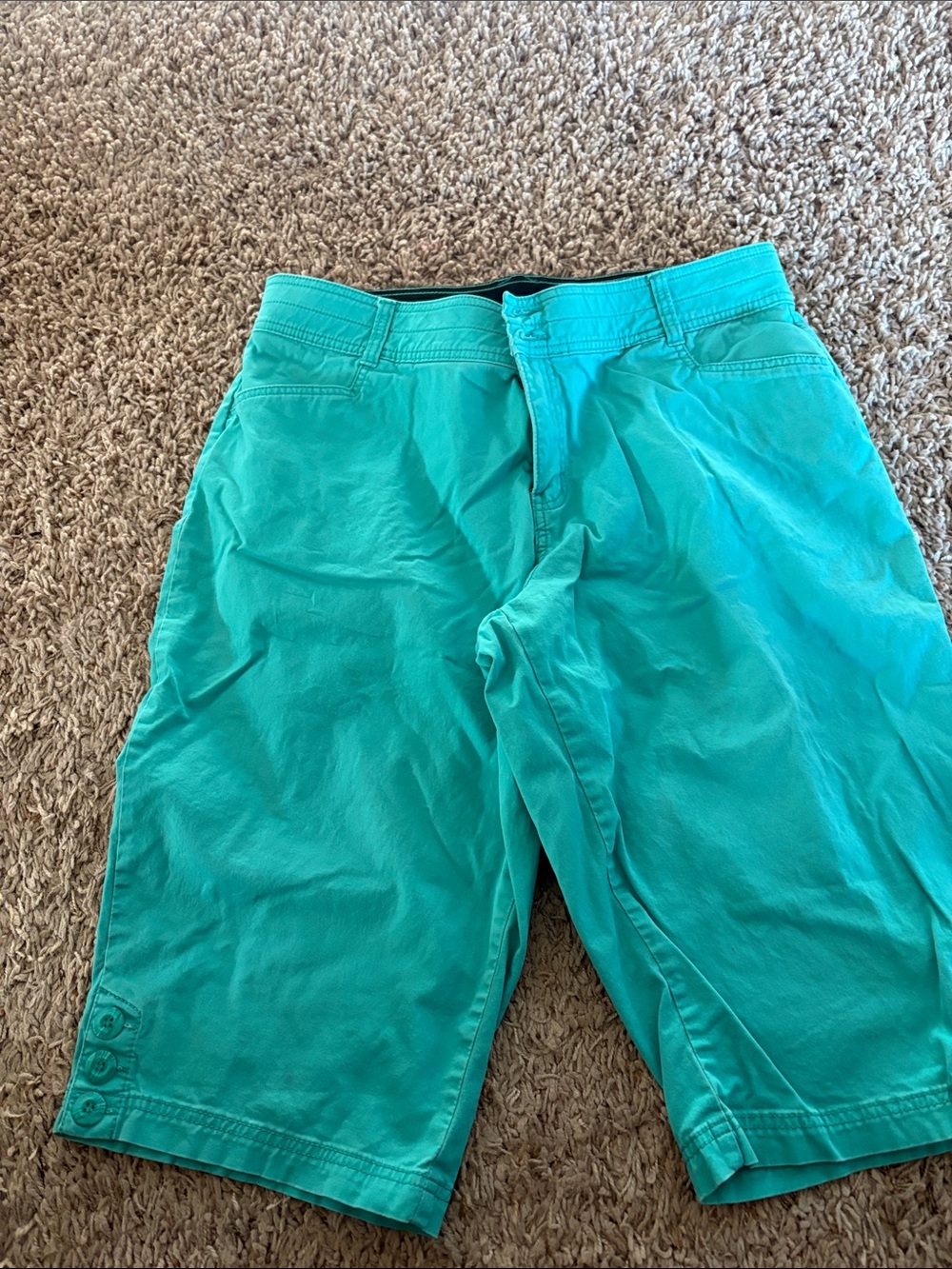 Lane Bryant Turquoise Capri Pants with Button Hem